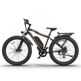 AOSTIRMOTOR S07-B 26" 750W Electric Bike Fat Tire P7 48V 12.5AH Removable Lithium Battery for Adults with Detachable Rear Rack Fender(Black)