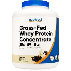 Nutricost Grass-Fed Whey Protein Concentrate (Vanilla) 5LBS - Non-GMO, Gluten Free