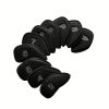 10pcs New High Quality Meshy Golf Iron Covers One Sided Numbers Right Hand Golf Iron Club Head Covers Set 4; 5; 6; 7; 8; 9; P; A; S; X Black