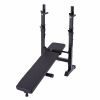 Adjustable Folding Multifunctional Workout Station Adjustable Workout Bench with Squat Rack - balck