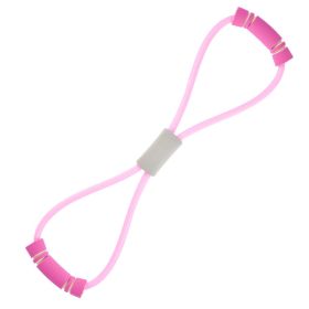 Foam Handle 8 Shape Elastic Band; Tension Band For Abdomen Waist Arm Leg Stretching; Fitness Training (Color: Pink)