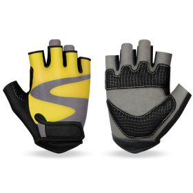 OZERO Men's Cycling Biker Gloves Fingerless Gym gloves Breathable MTB Accesories Motorcycle Sports Gloves Cycling Equipment (Color: Yellow)