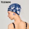 TOSWIM 1pc Women's Plus Size Comfy Waterproof Silicone Swimming Hat With Flower Pattern