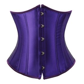 SEXY Gothic Underbust Corset and Waist cincher Bustiers Top Workout Shape Body Belt Plus size Lingerie S-6XL (Color: 7055Deep Purple)