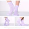 1pair Rainbow Color Non-slip Towel Bottom Yoga Socks, Cozy 5 Toes Split Knitted Calf Crew Socks, Women's Yoga Socks